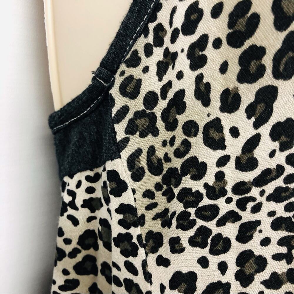 Splendid Black Gray Leopard Print Racer Back Top Lettuce Edge Scoop Neck - Picture 7 of 16